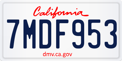 CA license plate 7MDF953