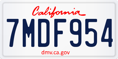 CA license plate 7MDF954