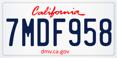 CA license plate 7MDF958