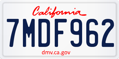 CA license plate 7MDF962