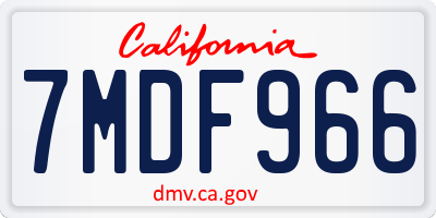 CA license plate 7MDF966
