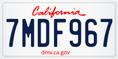 CA license plate 7MDF967
