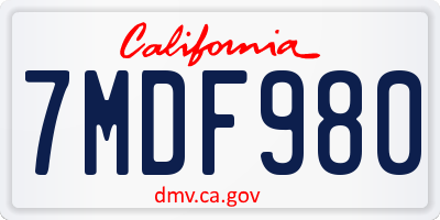 CA license plate 7MDF980