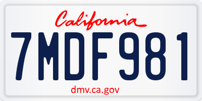 CA license plate 7MDF981