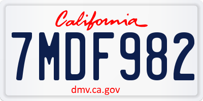 CA license plate 7MDF982