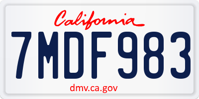 CA license plate 7MDF983