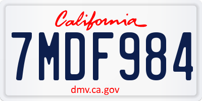 CA license plate 7MDF984