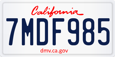 CA license plate 7MDF985