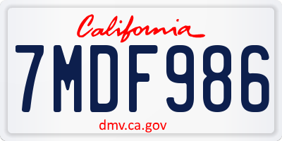 CA license plate 7MDF986