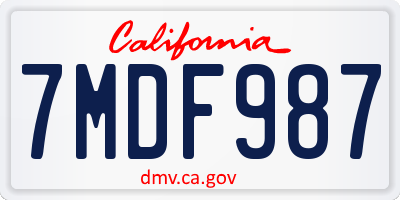 CA license plate 7MDF987