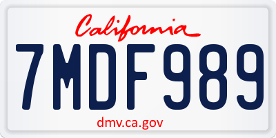 CA license plate 7MDF989