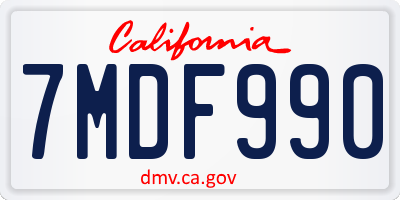 CA license plate 7MDF990