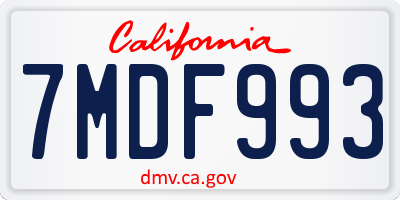CA license plate 7MDF993