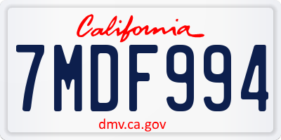 CA license plate 7MDF994