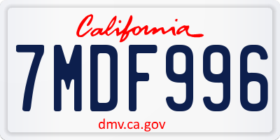 CA license plate 7MDF996