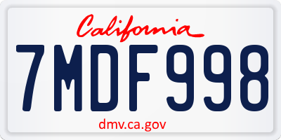 CA license plate 7MDF998