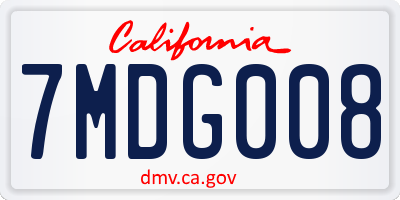 CA license plate 7MDG008