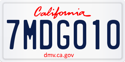 CA license plate 7MDG010