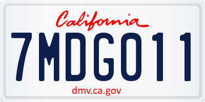 CA license plate 7MDG011