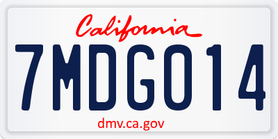 CA license plate 7MDG014