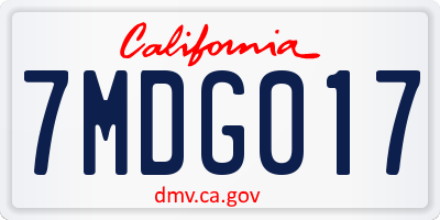 CA license plate 7MDG017