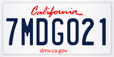 CA license plate 7MDG021