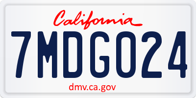 CA license plate 7MDG024