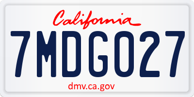 CA license plate 7MDG027