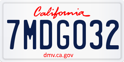 CA license plate 7MDG032