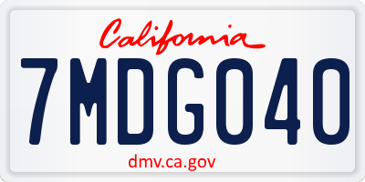 CA license plate 7MDG040