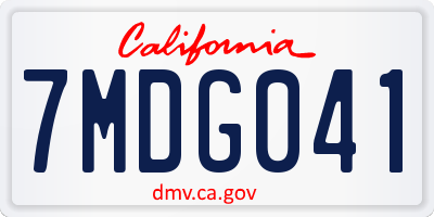 CA license plate 7MDG041