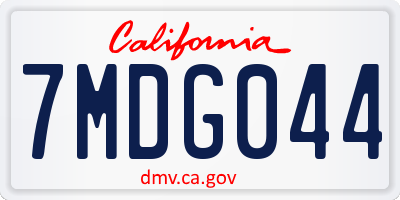 CA license plate 7MDG044