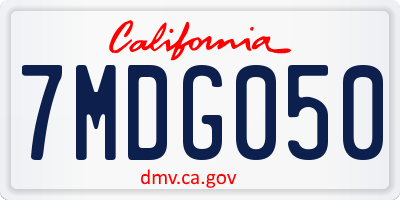 CA license plate 7MDG050