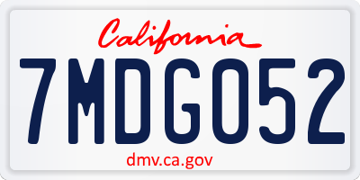 CA license plate 7MDG052