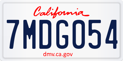CA license plate 7MDG054