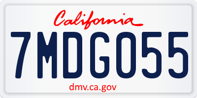 CA license plate 7MDG055