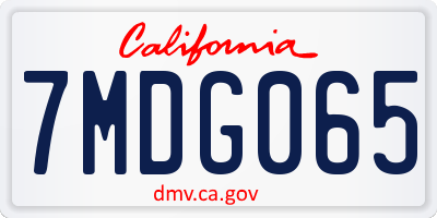 CA license plate 7MDG065