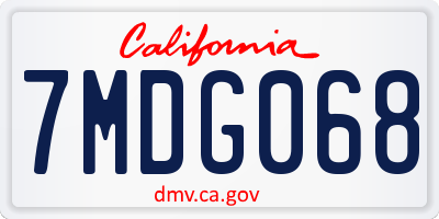 CA license plate 7MDG068