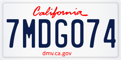 CA license plate 7MDG074