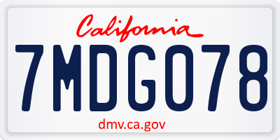 CA license plate 7MDG078