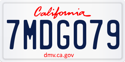 CA license plate 7MDG079