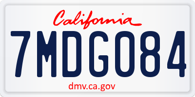 CA license plate 7MDG084