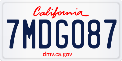 CA license plate 7MDG087