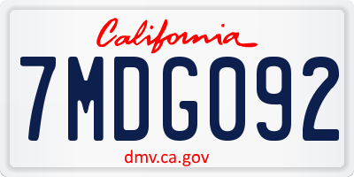 CA license plate 7MDG092