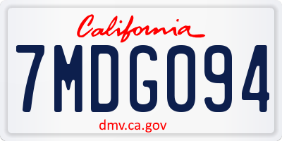 CA license plate 7MDG094