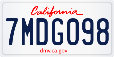 CA license plate 7MDG098