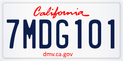 CA license plate 7MDG101