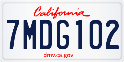 CA license plate 7MDG102