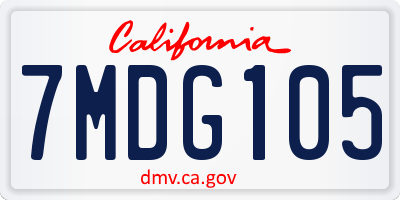 CA license plate 7MDG105