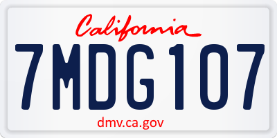 CA license plate 7MDG107